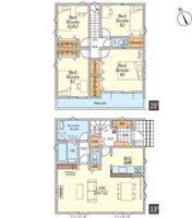間取図/区画図:【相鉄本線「かしわ台」駅徒歩14分！ZEH水準省エネ住宅の4LDK】カースペース並列2台可インテリアが映える20帖の広々リビング