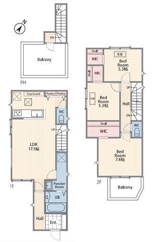 間取図/区画図:【辻堂駅徒歩15分の好立地!南道路・南向きで陽当り良好!】人気のルーフバルコニーつき!コンビニ・スーパー・湘南モールフィル徒歩11分以内!
