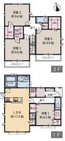 間取図/区画図:【敷地ゆったり40坪！トリプルWICで収納充実のリフォーム済4LDK！】建物36坪、全室二面採光で陽当り良好！小学校まで600ｍ、スーパーまで400ｍ！