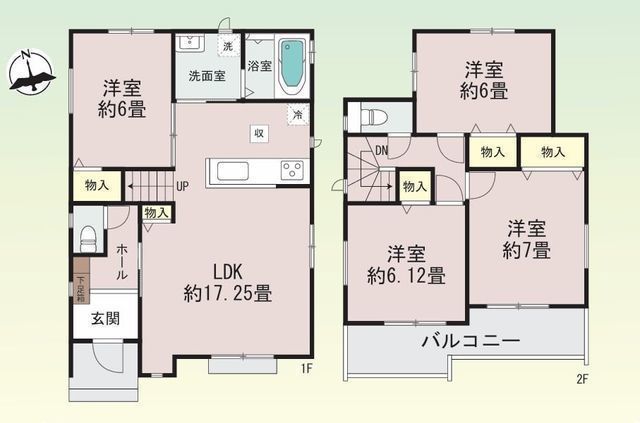 間取図/区画図:【『鵠沼海岸』駅 徒歩11分！性能評価書取得予定の全2棟。地震に強い家】カースペース並列2台駐車可南側道路と南バルコニーのため陽当たり良好