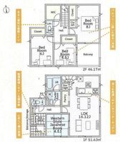間取図/区画図:【安心の制震・耐震構造、性能評価書付戸建！角地の敷地43.79坪！】駐車場並列2台可能です！南庭・南側バルコニーで陽当り良好！モデルハウスあります！