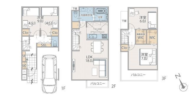 間取図/区画図:【全12棟の分譲住宅!湘南モールフィルまで徒歩10分の好立地!】収納豊富・南側バルコニーで広く明るい間取です!即内覧できます!