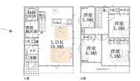 間取図/区画図:【西側道路＋南側隣地通路で陽当り良好な角地感覚！】2駅利用可！中田駅徒歩13分、踊場駅徒歩13分食洗機、床暖房、セカンド洗面など標準設備充実