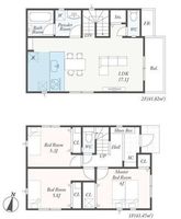 間取図/区画図:【全2棟！JR・小田急2路線徒歩12分！ 耐震等級3の長期優良住宅】小田急「座間駅」相模線「入谷駅」徒歩12分全室2面採光で陽当たり良好