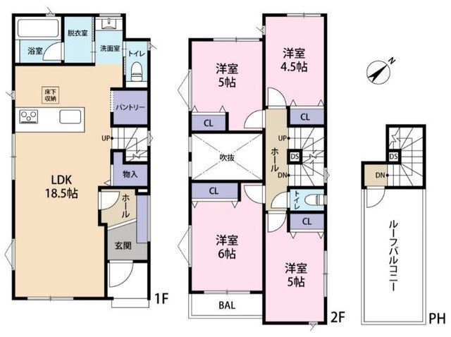 間取図/区画図:【JR東海道線「辻堂」駅徒歩19分!建物10年・地盤20年保証】全16棟の大型分譲住宅AHSの安心・充実のアフターサービスも付帯屋上ルーフバルコニー