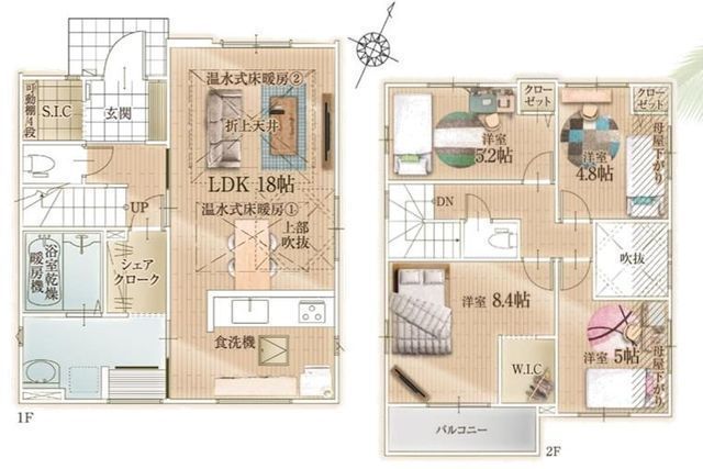 施工例:【全4棟!公園と緑に囲まれた閑静な住宅街での豊かな暮らし】カースペース並列2台可建物10年瑕疵保証付・地盤20年保証床暖房・食洗機など設備充実