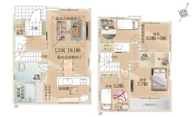 外観:【全4棟!公園と緑に囲まれた閑静な住宅街での豊かな暮らし】カースペース並列2台可建物10年瑕疵保証付・地盤20年保証床暖房・食洗機など設備充実