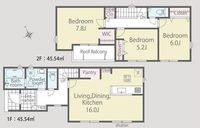 間取図/区画図:【敷地30坪以上！全居室採光重視の南向きで陽当たり良好！】相鉄線「さがみ野」駅バス9分「寺尾」停徒歩5分全居室収納に加えWICや通路収納あり