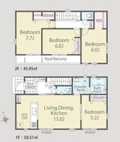 間取図/区画図:【敷地30坪以上！全居室採光重視の南向きで陽当たり良好！】相鉄線「さがみ野」駅バス9分「寺尾」停徒歩5分全居室収納に加えWICや通路収納あり