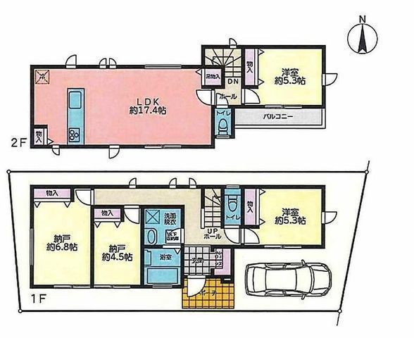 間取図/区画図:【人気の茅ヶ崎駅利用可能!サザンビーチ徒歩8分!】LDK17.4帖!SIC・全室収納でお部屋スッキリ!人感センサー照明、食洗機・浄水器付など設備充実!