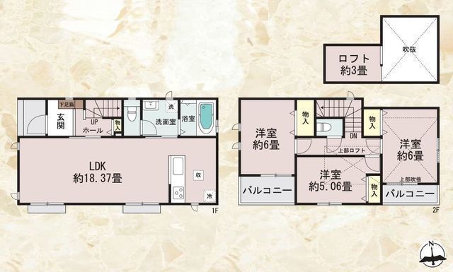 間取図/区画図:【耐震構造性能評価書付き、長期30年保証の地震に強い家。茅ヶ崎に全5棟】2線利用可「茅ヶ崎」駅徒歩21分カースペース2台駐車可全居室収納スペースあり