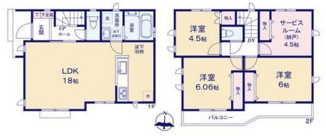 間取図/区画図:【南西角地で明るく解放感ある立地!安心の耐震構造住宅、性能評価書付!】駐車場並列2台可能です!全室二面採光、南向き!