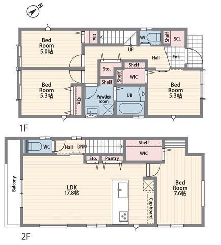 間取図/区画図:【最終1棟!辻堂駅まで徒歩20分!駐車場2台可】建物保証10年、地盤保証20年南向きバルコニーで陽当り良好辻堂海浜公園まで車で5分(約1.2km)