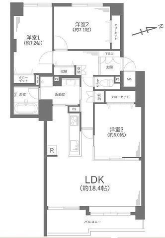 間取図/区画図:【238戸のビッグコミュニティ！6階南東向きで陽当り良好！】フルリフォーム済みで室内大変綺麗です！即内覧・入居可能！小学校・スーパー徒歩10分以内！