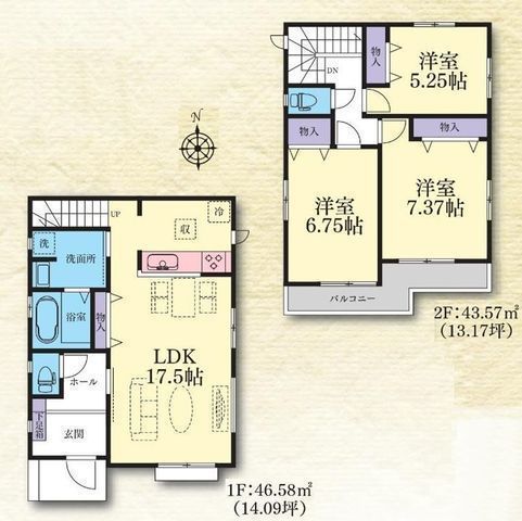 間取図/区画図:【桜ヶ丘駅徒歩11分!土地100m2超、全4棟の長期優良住宅】安心の耐震構造と性能評価書付き全居室収納スペースあり駅まで徒歩圏内で通勤通学に便利