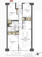 間取図/区画図:【駅徒歩8分の好立地！8階南東向きにつき陽当り眺望良好！】新規リノベーション、収納豊富な3LDK！小学校徒歩9分、ローソン徒歩6分で生活便利です！