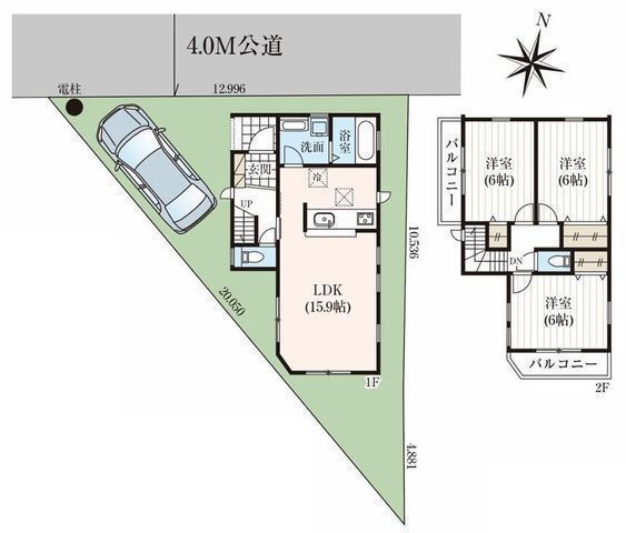 間取図/区画図:【快適リフォーム済中古戸建！全居室6帖以上の3LDK】国道246号に程近く、お車でのアクセス良好シロアリ保証付きで安心の住まい南向きお庭あります