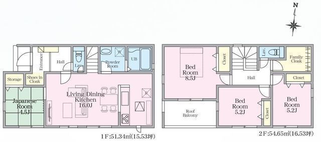間取図/区画図:【駅徒歩13分！安心の耐震構造住宅、性能評価書付住宅！】駐車場2台可能！全室南向き・南バルコニーで陽当り良好！タッチレス水栓やカードキー等設備充実！