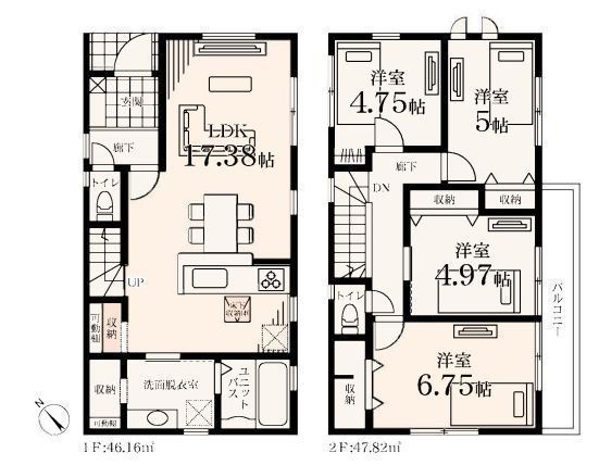 間取図/区画図:【安心の耐震構造住宅、性能評価書付!収納豊富で広く使える間取です!】