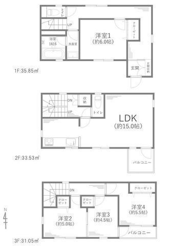 間取図/区画図:【バス停徒歩1分!辻堂・茅ヶ崎駅2駅利用可!新規設備交換済みの4LDK】南側接道・全居室南向きのため陽当たり良好食洗機や浄水器、浴室乾燥機の設備あり