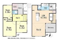 間取図/区画図:【南向き中古戸建！LDK18.8帖×アイランドキッチン】主要採光面は南向きで日当たり良好WIC×2、SIC、食洗機など設備充実茅ヶ崎駅までバス10分
