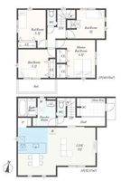 間取図/区画図:【全5棟！広々敷地124m2超の新築分譲住宅！カースペース2台可】買い物施設や公園も充実した緑あふれる住環境全居室収納に加えWIC、パントリー等完備