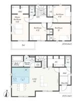 間取図/区画図:【全5棟！広々敷地124m2超の新築分譲住宅！カースペース2台可】買い物施設や公園も充実した緑あふれる住環境全居室収納に加えWIC、パントリー等完備