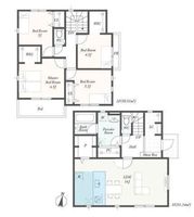 間取図/区画図:【全5棟！広々敷地124m2超の新築分譲住宅！カースペース2台可】買い物施設や公園も充実した緑あふれる住環境全居室収納に加えWIC、パントリー等完備
