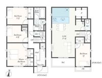 間取図/区画図:【全5棟！広々敷地124m2超の新築分譲住宅！カースペース2台可】買い物施設や公園も充実した緑あふれる住環境全居室収納に加えWIC、パントリー等完備