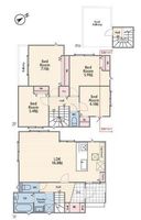 間取図/区画図:【駐車場2台可能！ZEH水準の省エネ住宅！】ゆったり4LDK、南向きバルコニーで陽当り良好！ルーフバルコニー付き！スーパーまで徒歩9分！