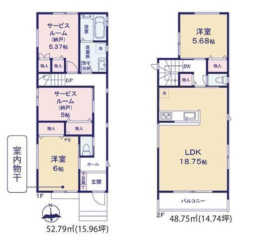 間取図/区画図:【香川駅徒歩8分!太陽光発電システム付広々LDKの新築分譲住宅】カースペース2台可南接道で陽当たり良好設計住宅性能評価書を取得済+安心の耐震構造