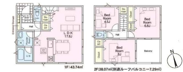 間取図/区画図:【社家駅徒歩14分!制震装置「SAFE365」採用!安心の3LDK】主要採光南向きで陽当たり良好カースペース1台可全居室収納スペースあり