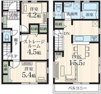 間取図/区画図:【安心の耐震構造住宅、性能評価書付戸建！すぐ内覧できるモデルハウスあり！】LDK15.5帖、南向きバルコニー！小学校・スーパー・コンビニ徒歩10分以内！