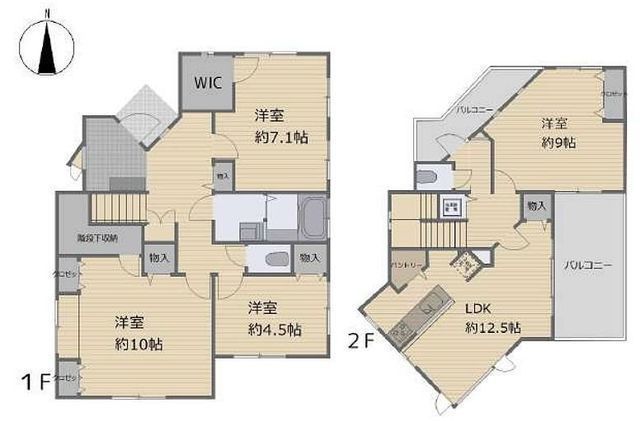 間取図/区画図:【土地51坪角地!2025年11月リフォームの大型バルコニー付き4LDK】全室収納・WICで収納豊富!二面バルコニーで解放感ある間取です!