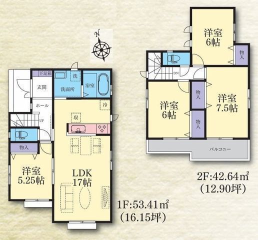 間取図/区画図:【瀬谷駅まで徒歩19分!全14棟の新規開発分譲地】安心の耐震構造+性能評価書付きカースペース2台可南向きバルコニーのため陽当たり良好