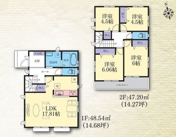 間取図/区画図:【瀬谷駅まで徒歩19分!全14棟の新規開発分譲地】安心の耐震構造+性能評価書付きカースペース2台可南向きバルコニーのため陽当たり良好