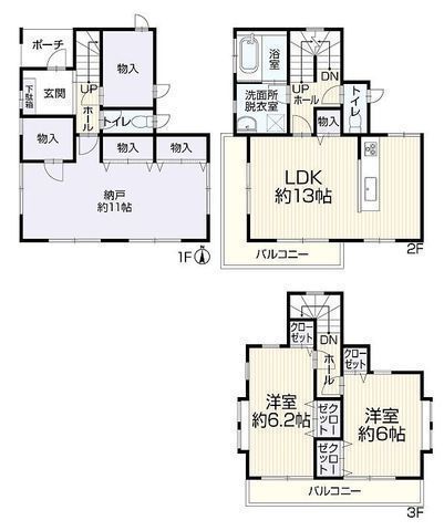 間取図/区画図:【全室南向きで陽当り良好！LDK床暖房の再生住宅！】収納豊富で広く使える間取です！小中学校徒歩7分以内、スーパーマルエツ徒歩3分の好立地！