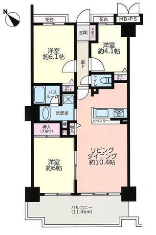 間取図/区画図:【11階部分の住戸で眺望良好！遠くに海を望むリフォーム済み3LDK】小田急線「善行」駅徒歩14分R2年2月リフォーム完工、主要設備を交換周辺環境充実