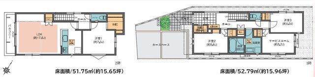 間取図/区画図:【全室南西向きで陽当り良好！全7棟の分譲住宅！完成済で即内覧可能！】LDKは床暖房付きで冬も快適！コンビニ・スーパー・病院徒歩7分以内！