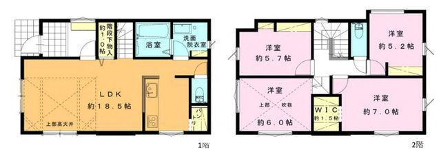 間取図/区画図:【デザイン性の高いフルハイトドア!LDK18帖超の長期優良住宅】カースペース2台可入谷駅徒歩18分、座間駅徒歩24分吹抜けで開放的な空間