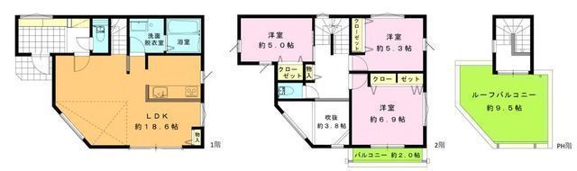 間取図/区画図:【18帖超LDK×吹抜の長期優良住宅!ルーフバルコニーのある開放的な邸宅】2路線利用可!相模大塚駅徒歩15分、大和駅徒歩20分カースペース2台可