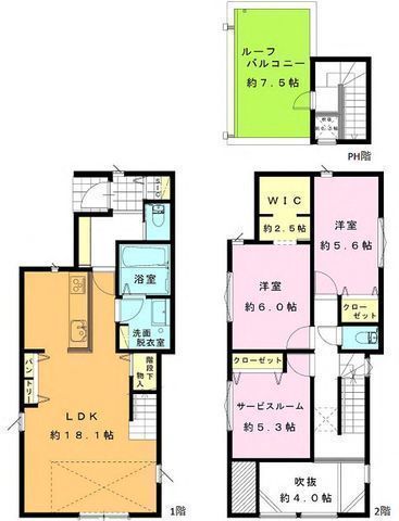 間取図/区画図:【全3棟の新築分譲住宅、全棟屋上ルーフバルコニー付き!】WICやSIC、全室収納で収納充実!閑静な住宅街に位置しており、解放感のある両面道路!
