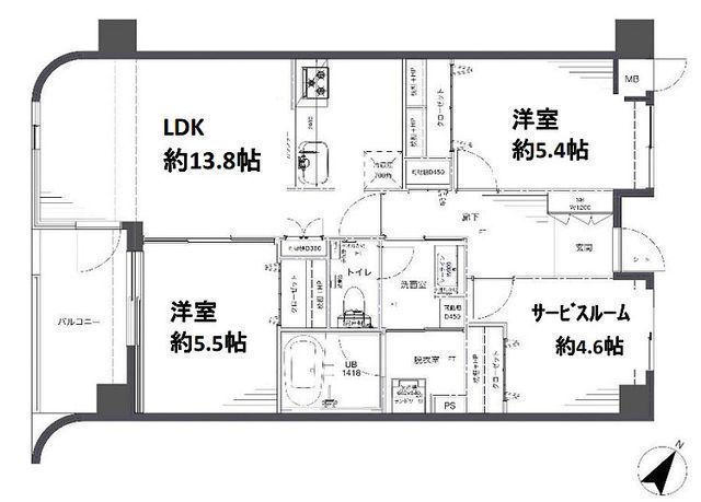 間取図/区画図:【人気の藤沢駅利用可能で生活便利な立地！2025年大規模修繕工事済！】南西向きで陽当り良好！宅配ボックス・オートロックシステム完備！