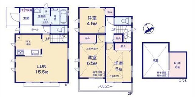 間取図/区画図:【南西角地の分譲住宅2棟!陽当たり良好!地震に強い耐震構造】設計住宅性能評価取得済、建設住宅性能評価取得予定バス停まで2分!海老名駅までバス10分