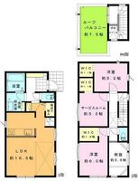 間取図/区画図:【全3棟の新築分譲住宅、全棟屋上ルーフバルコニー付き！】WICやSIC、全室収納で収納充実！閑静な住宅街に位置しており、解放感のある両面道路！