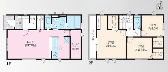 間取図/区画図:【六会日大前駅徒歩12分！長期優良住宅＋住宅性能表示取得】カースペース2台可南側道路幅員9.9ｍで陽当たり良好の整形地小学校徒歩4分、公園徒歩1分