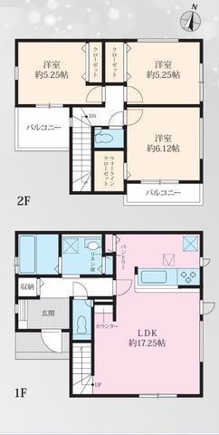 間取図/区画図:【六会日大前駅徒歩12分!長期優良住宅+住宅性能表示取得】カースペース2台可南側道路幅員9.9mで陽当たり良好の整形地小学校徒歩4分、公園徒歩1分