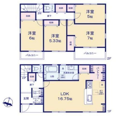 間取図/区画図:【最終1棟!長期優良住宅+設計・建設性能評価書付き】南林間駅徒歩18分、バス利用可停歩1分南向き二面バルコニーで陽当たり良好SIC、パントリーあり