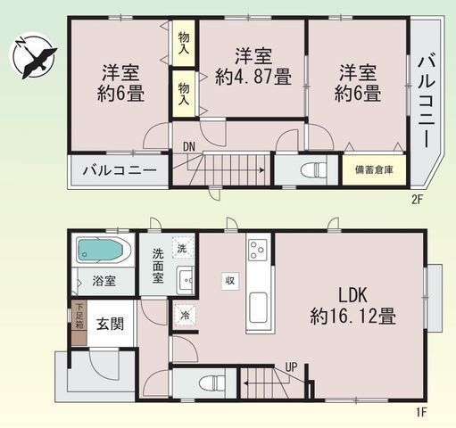 間取図/区画図:【全2棟！公園まで徒歩1分、地震に強い耐震構造で安心の住まい】カースペース1台可高座渋谷駅まで徒歩19分2面バルコニーで陽当り良好全居室収納あり