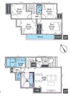 間取図/区画図:【全2棟！LDK18帖以上の広々設計！周辺には商業施設が充実】前面道路約6.2mで開放感あり駐車もスムーズ2沿線利用可能な茅ヶ崎駅までバス12分停歩4分
